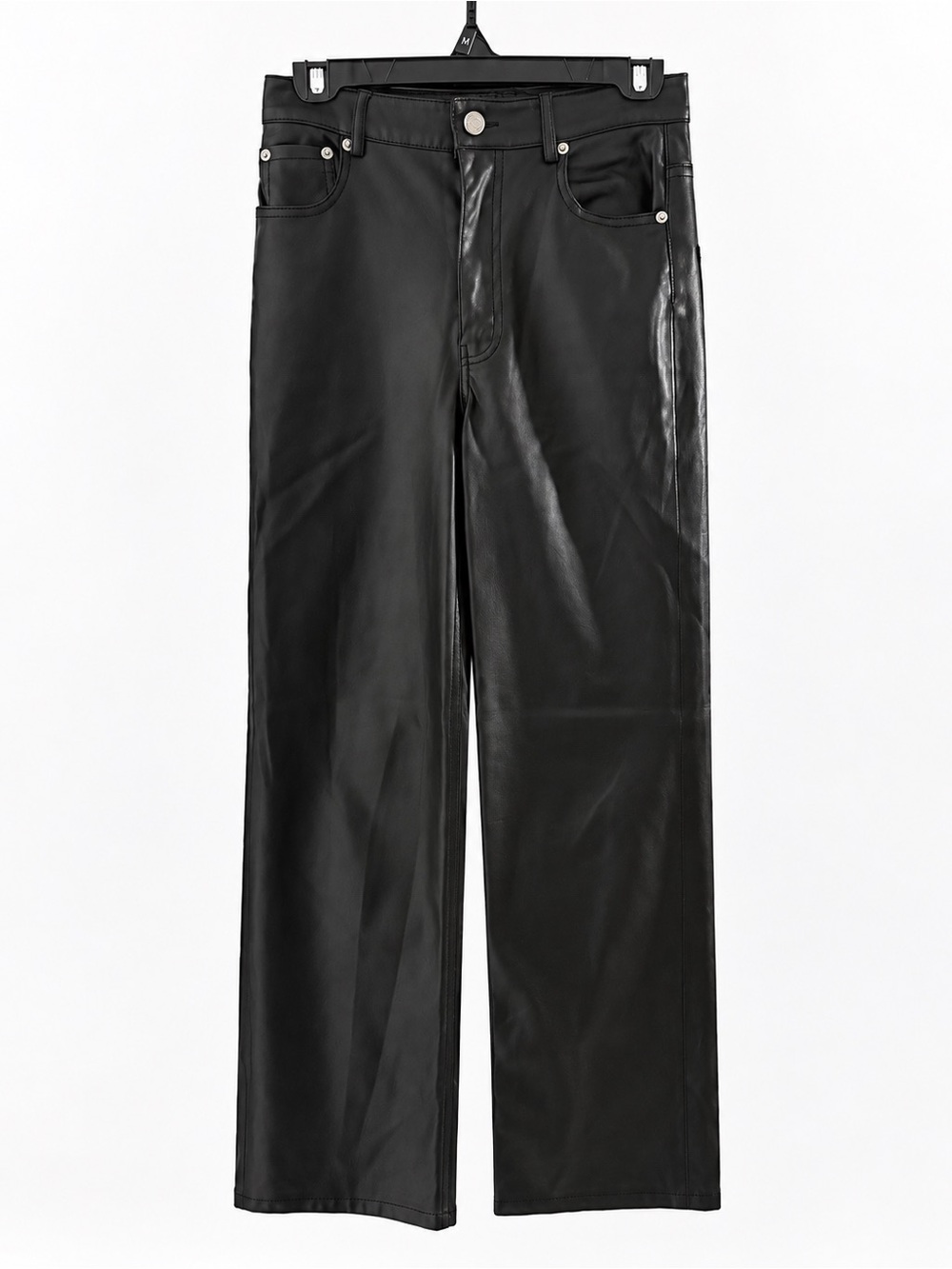 ZARA black faux leather straight-leg pants, US size 2 / EU 34